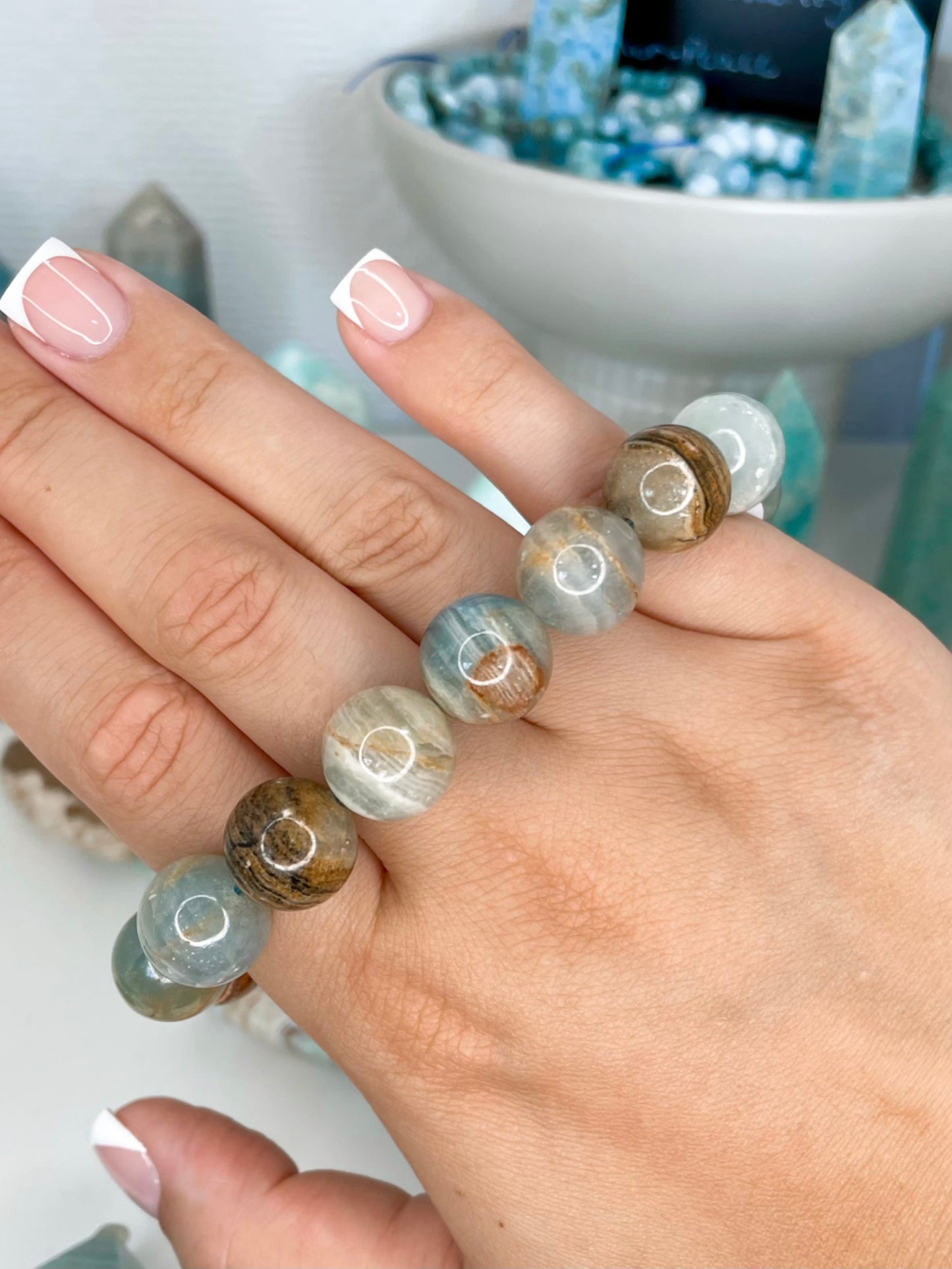 AAA Grade Blue Banded Onyx Bracelets