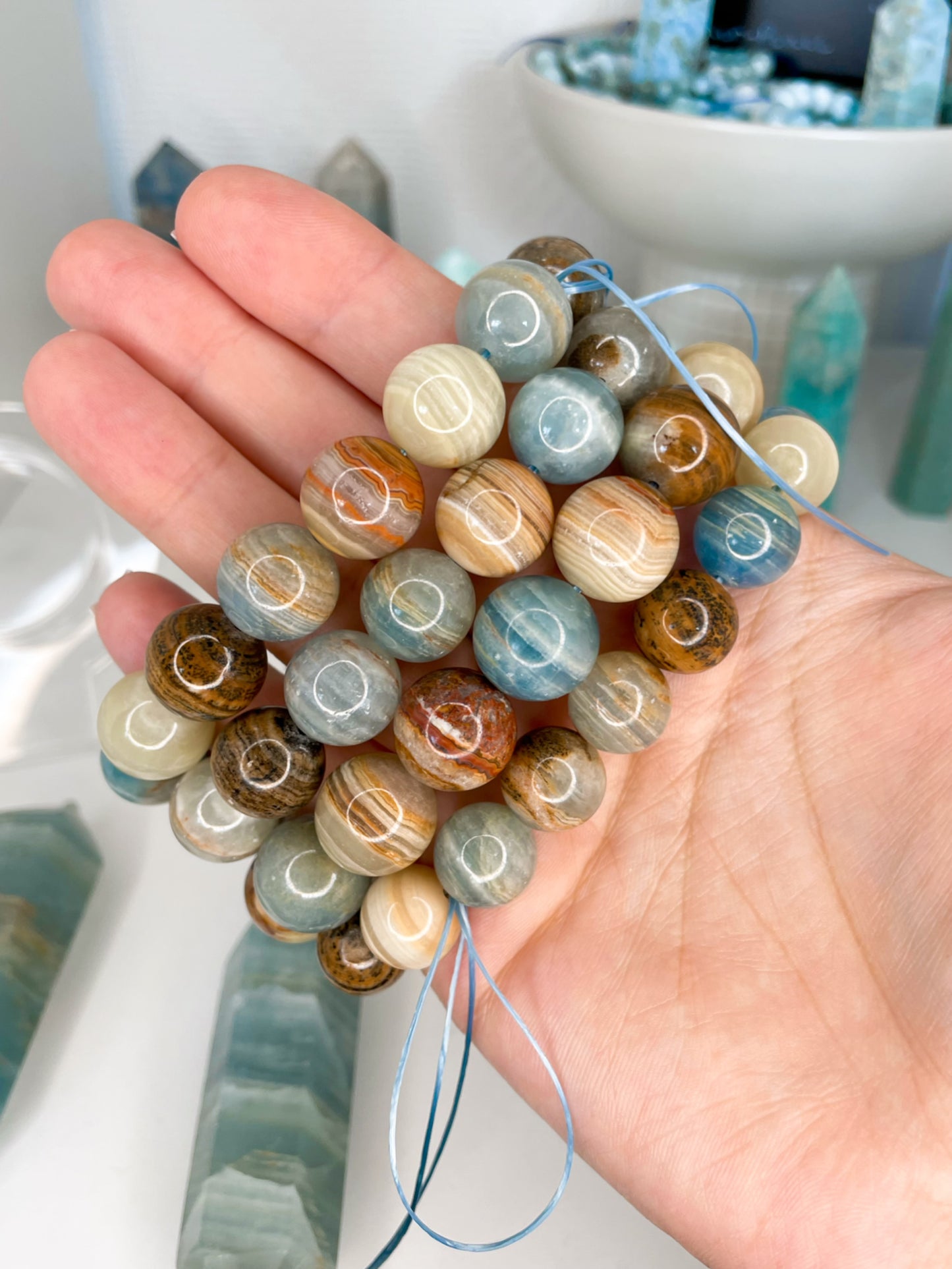 AAA Grade Blue Banded Onyx Bracelets