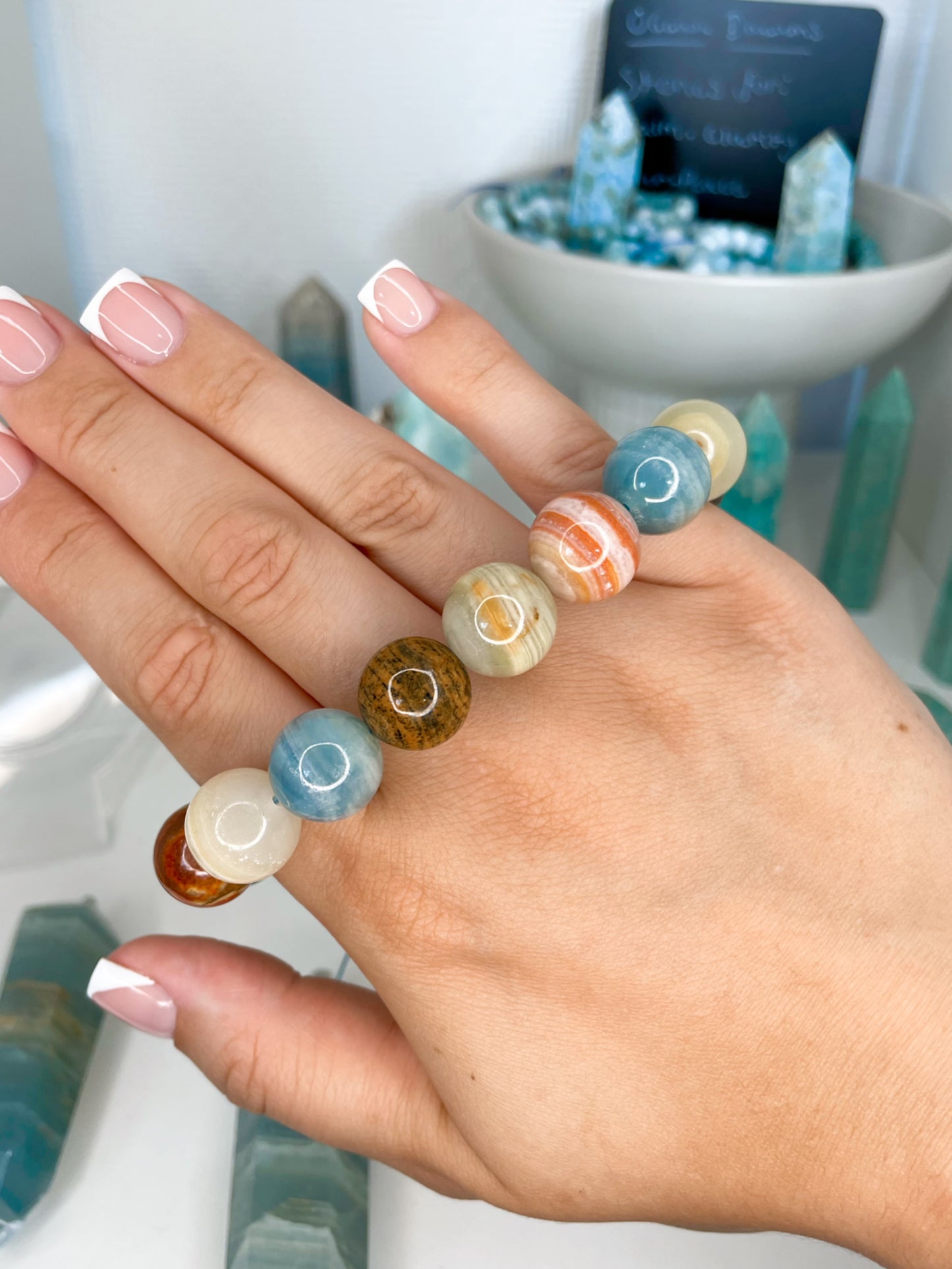 AAA Grade Blue Banded Onyx Bracelets