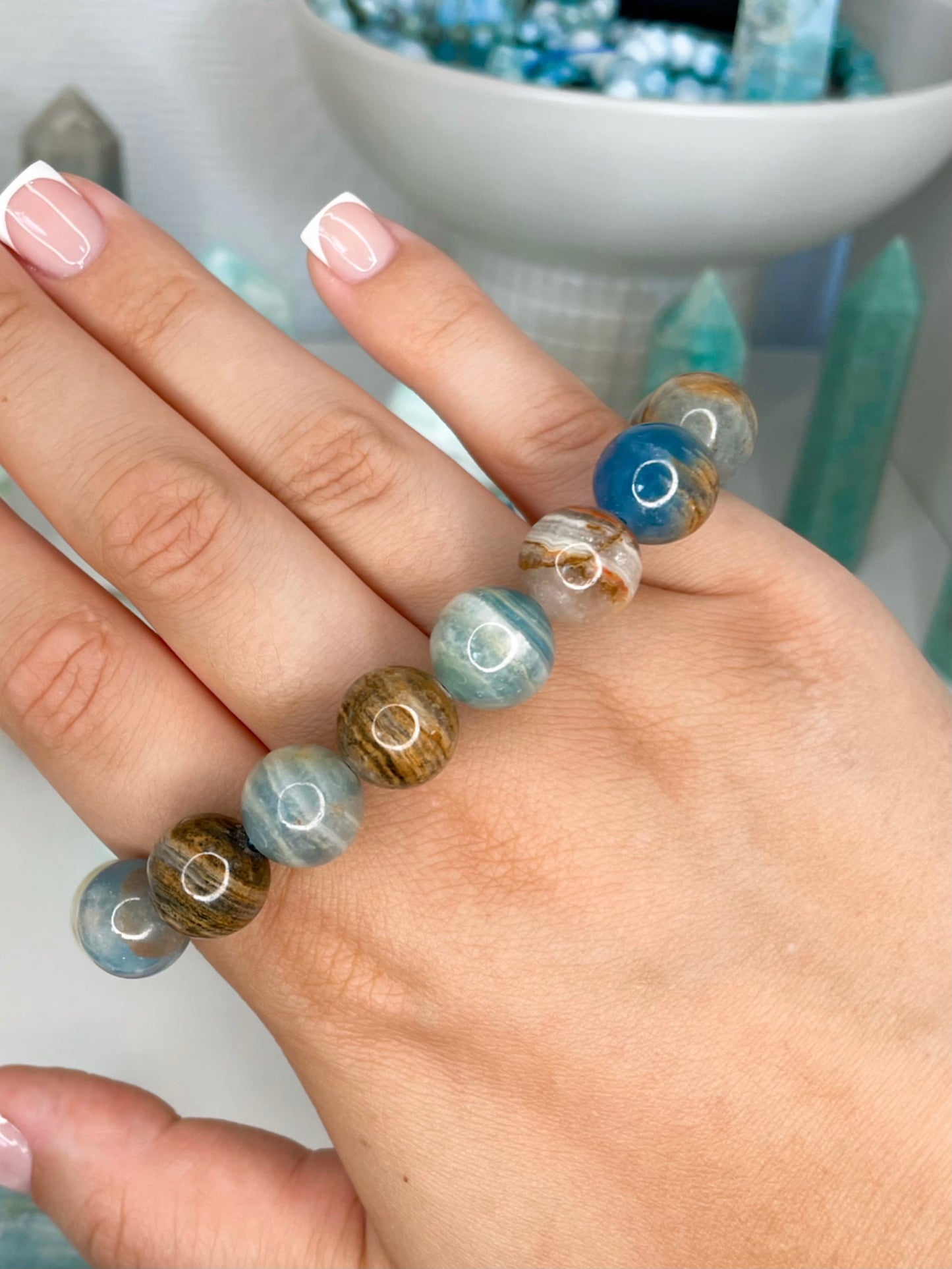 AAA Grade Blue Banded Onyx Bracelets