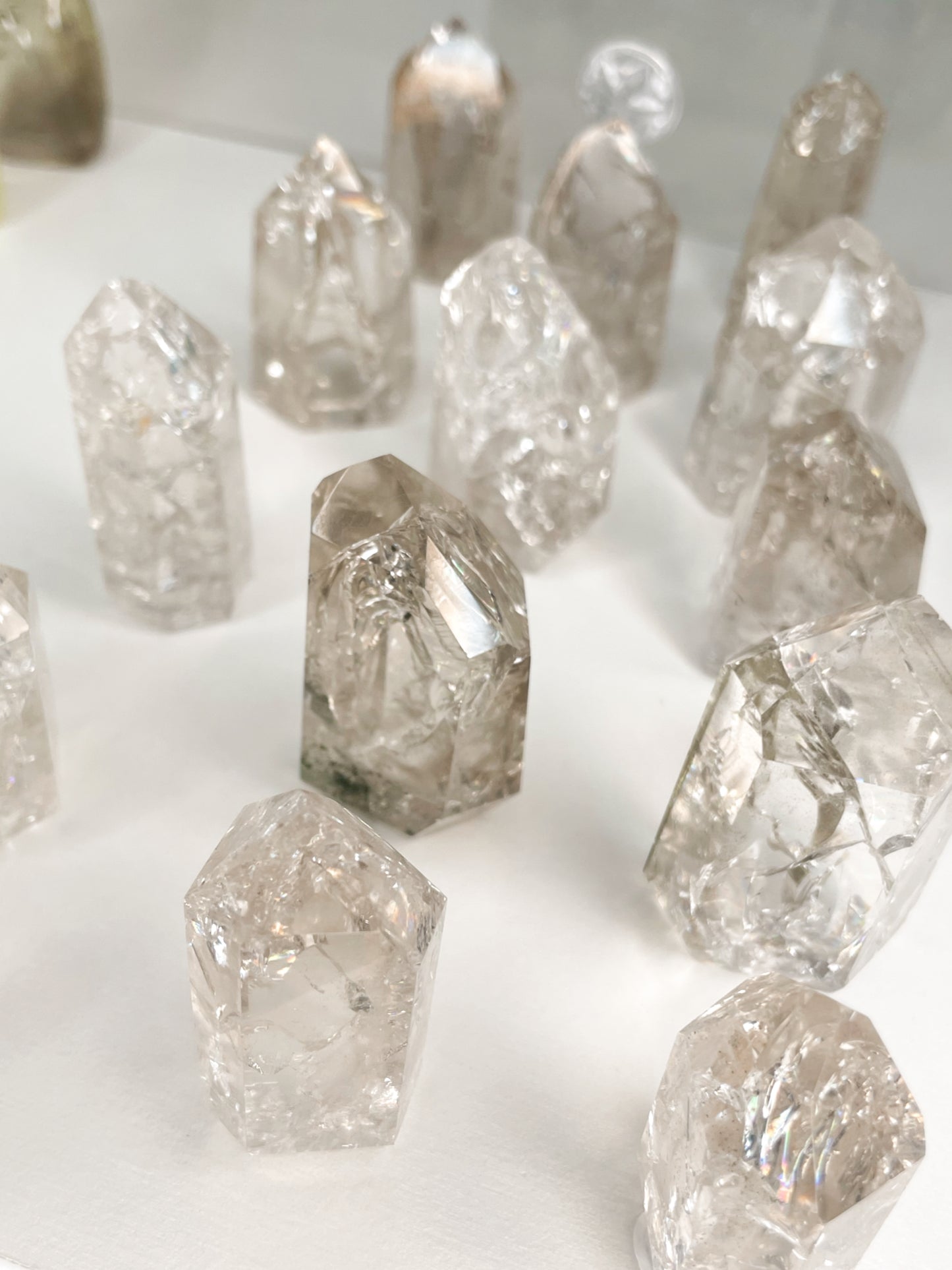 Fire & Ice (Smokey crackle quartz) mini towers