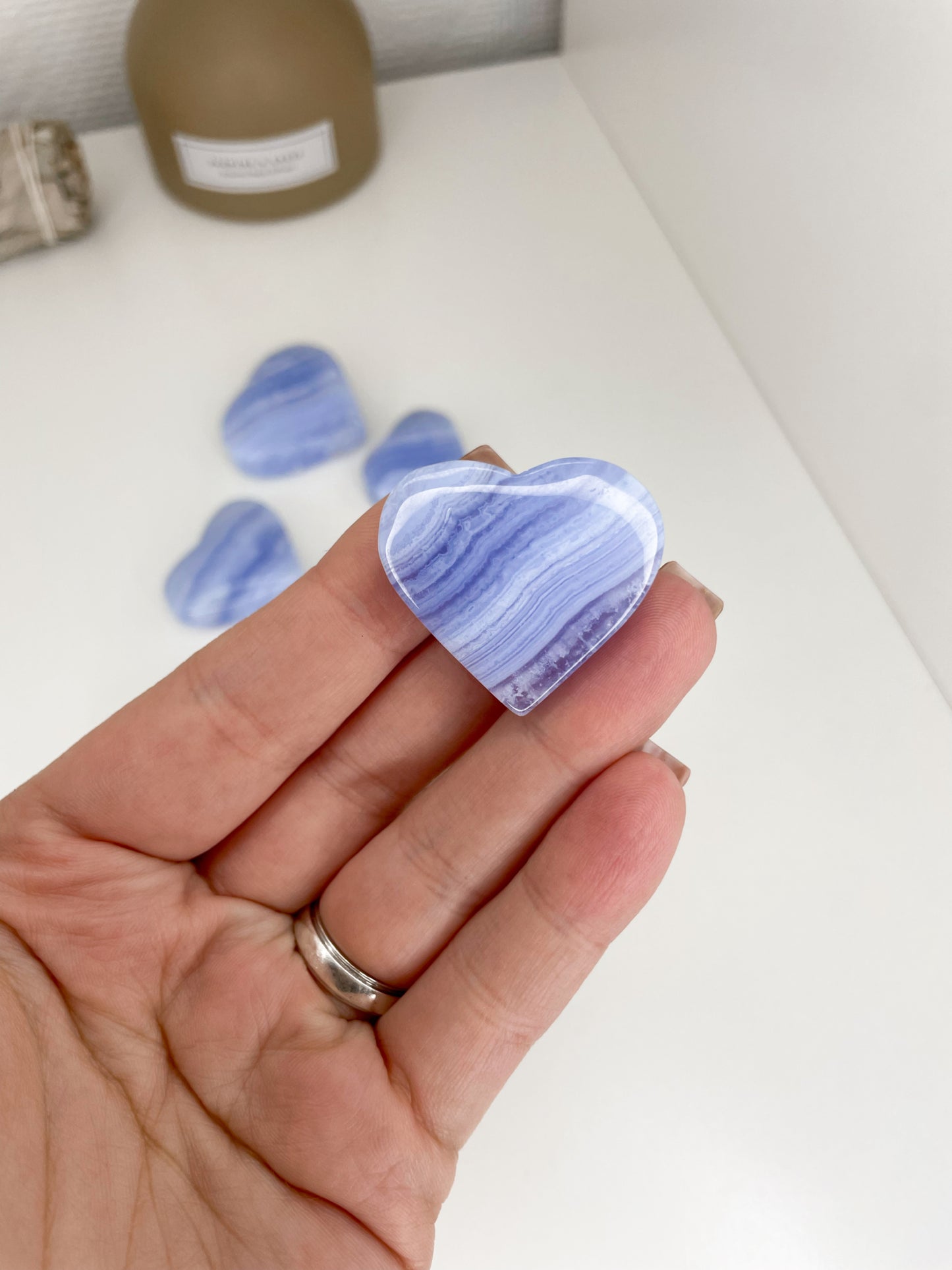 HQ Blue Lace Heart Carvings