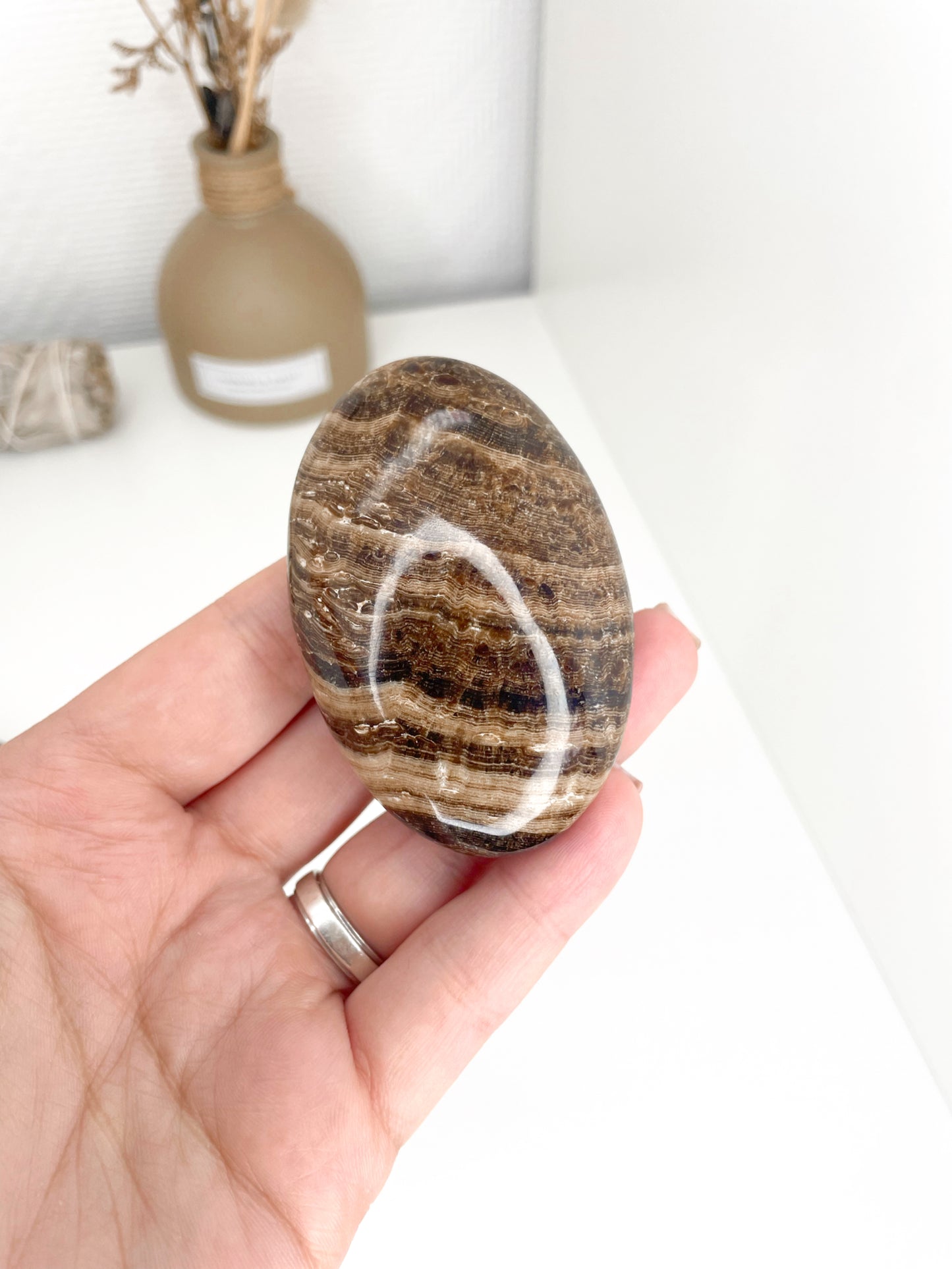 Chocolate Calcite Palm Stones