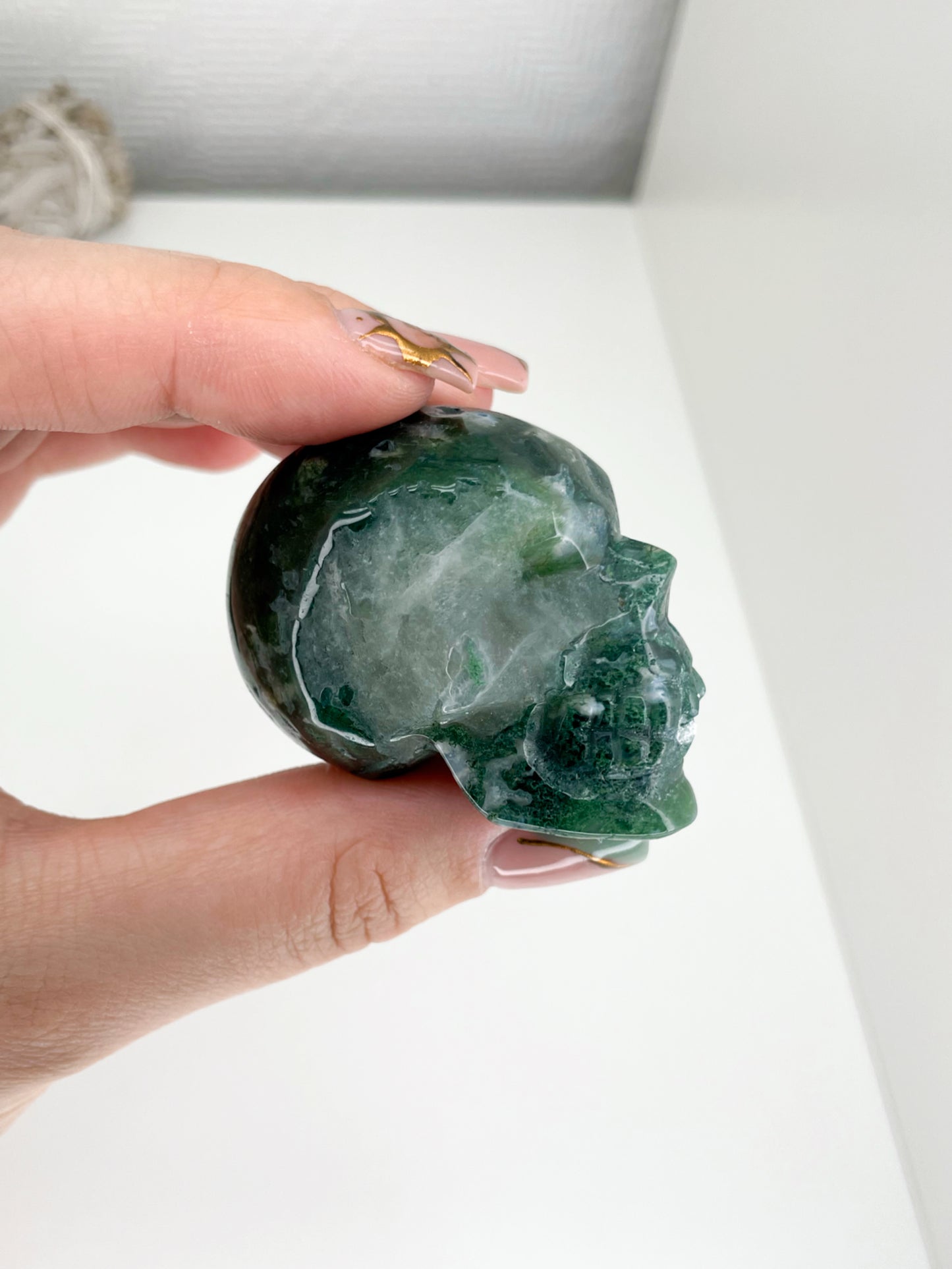 Moss Agate Skulls