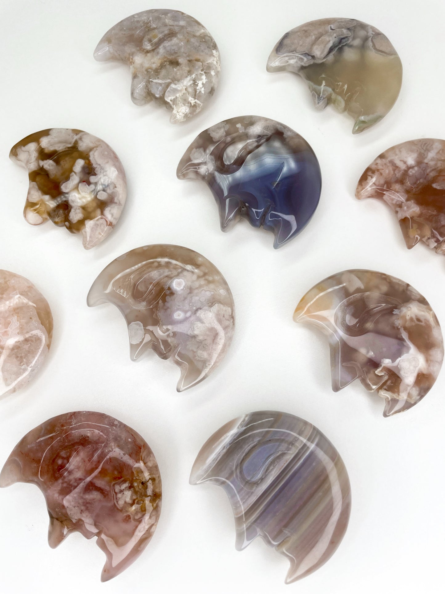 Flower Agate Moon Faces