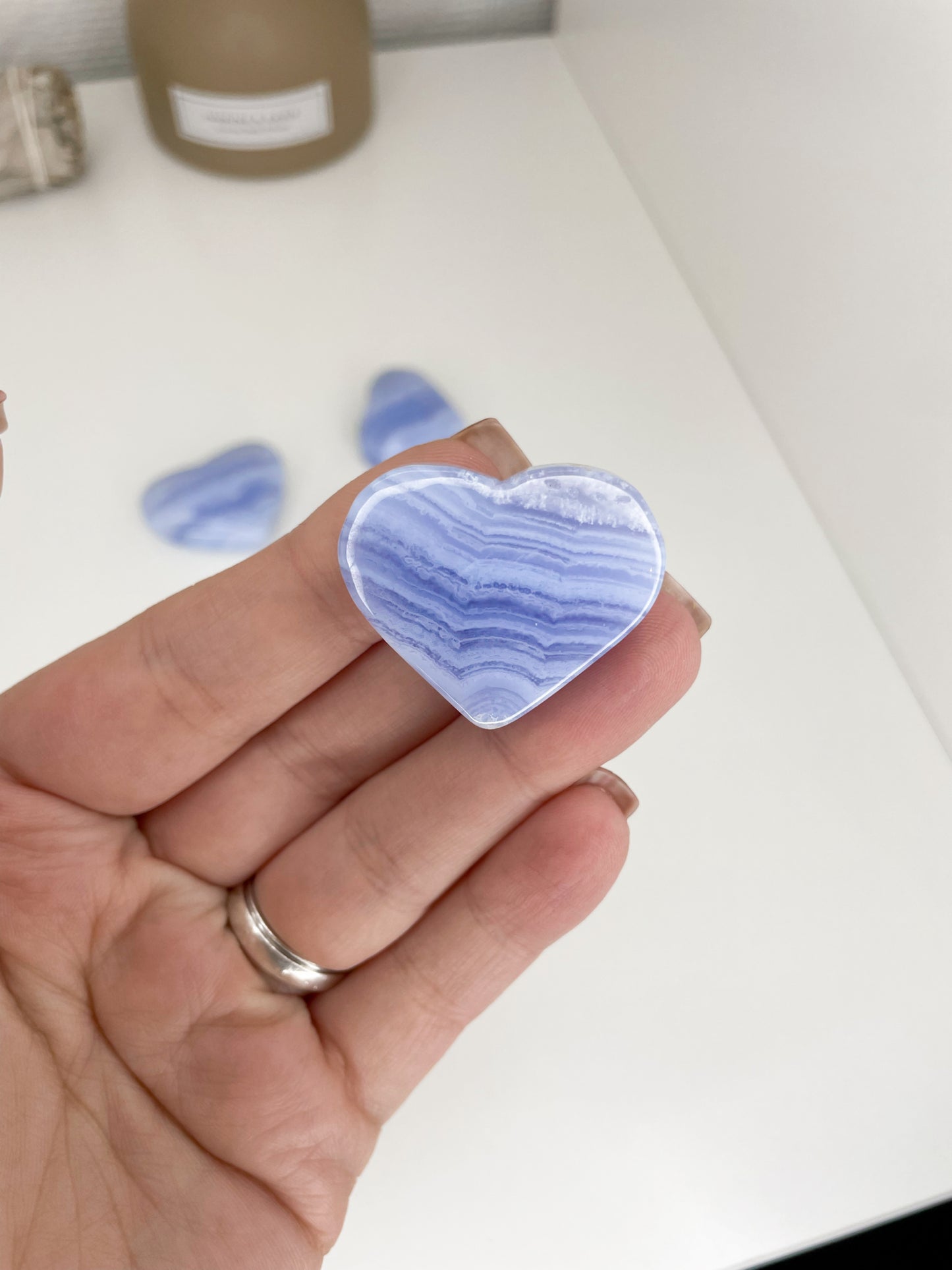 HQ Blue Lace Heart Carvings