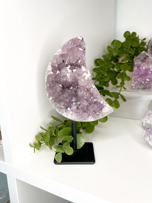 Brazilian Amethyst Moon On Stand S/M