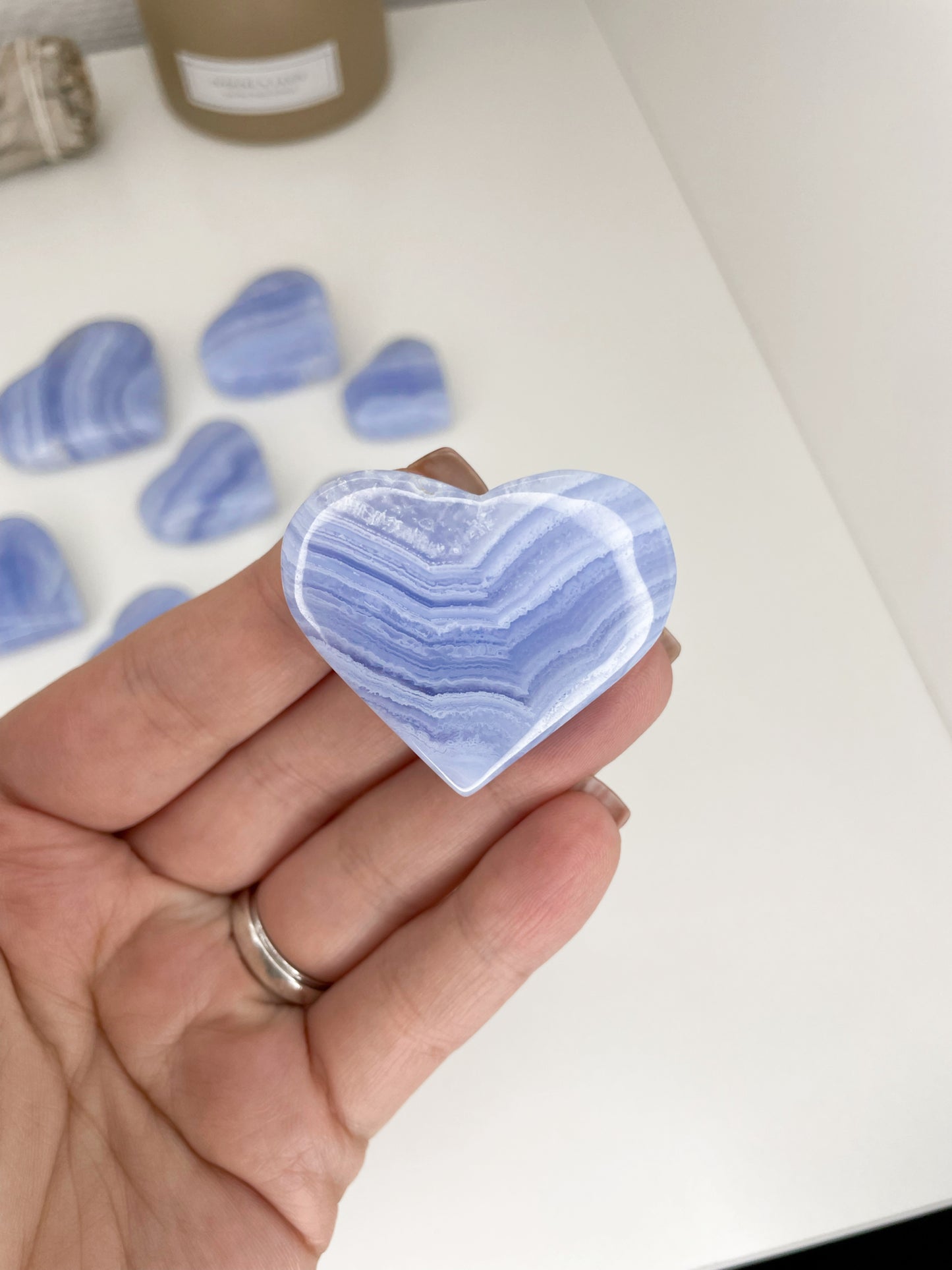 HQ Blue Lace Heart Carvings