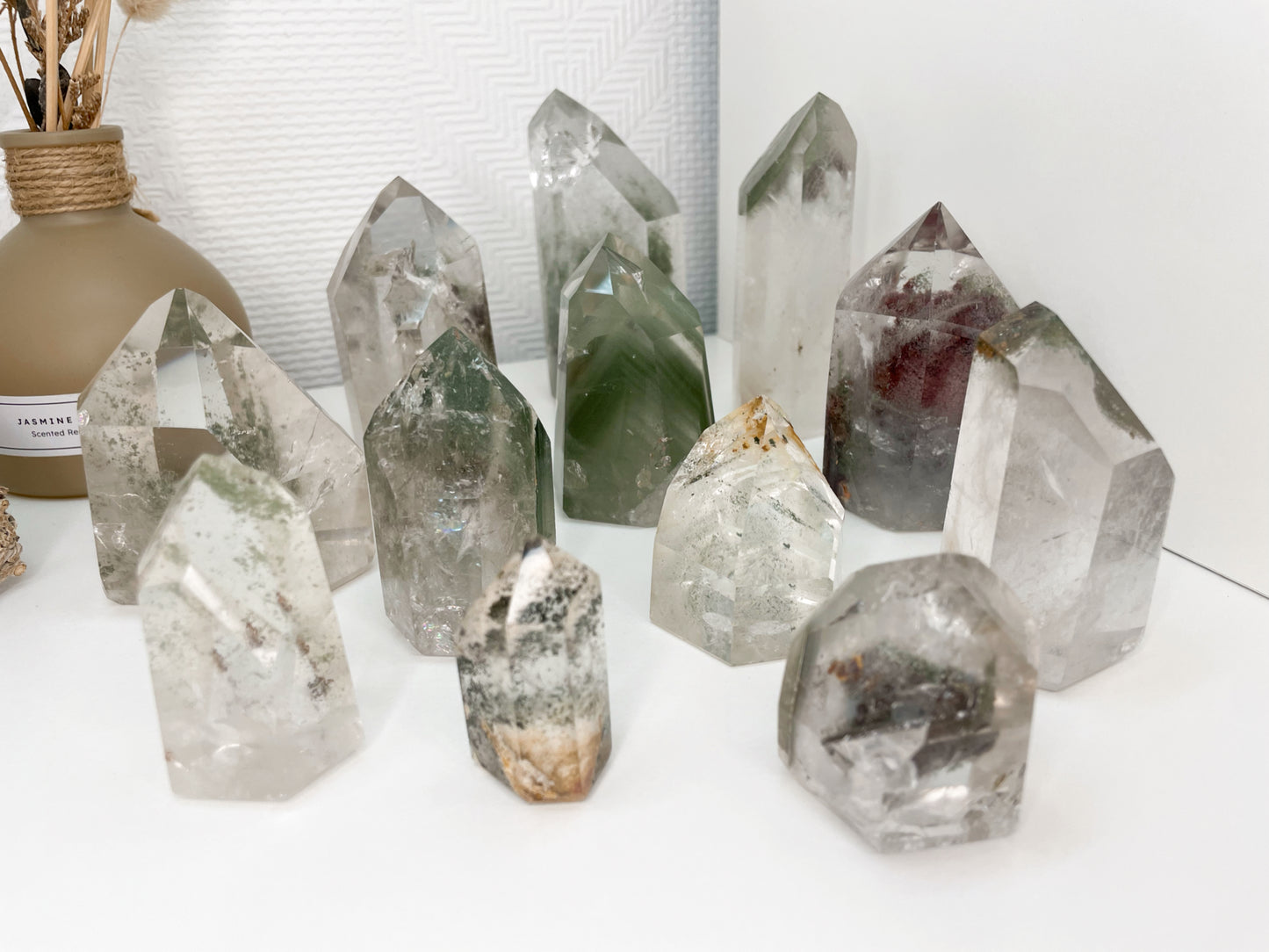 Brazilian Garden Quartz (Lodolite) Towers