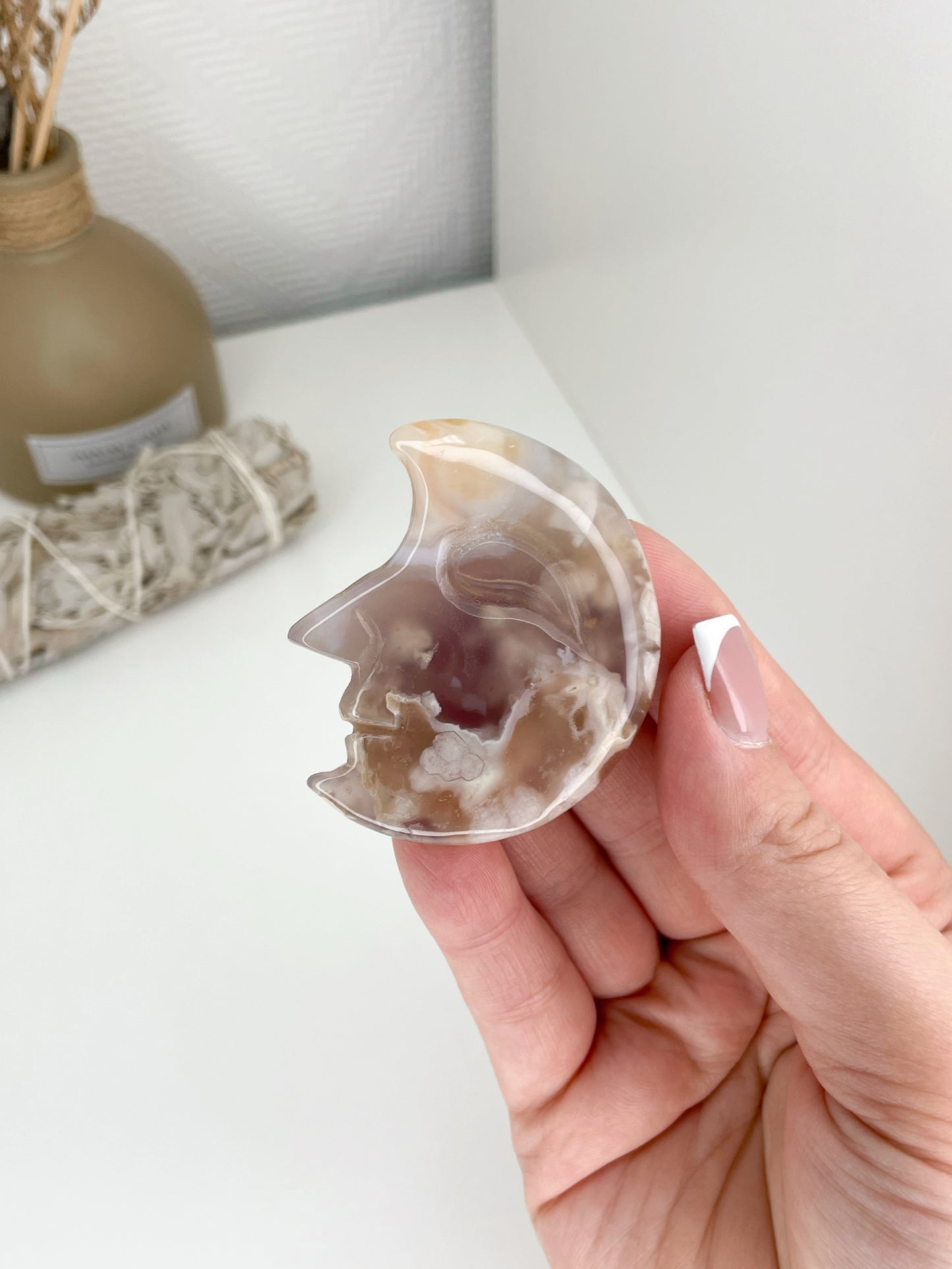 Flower Agate Moon Faces