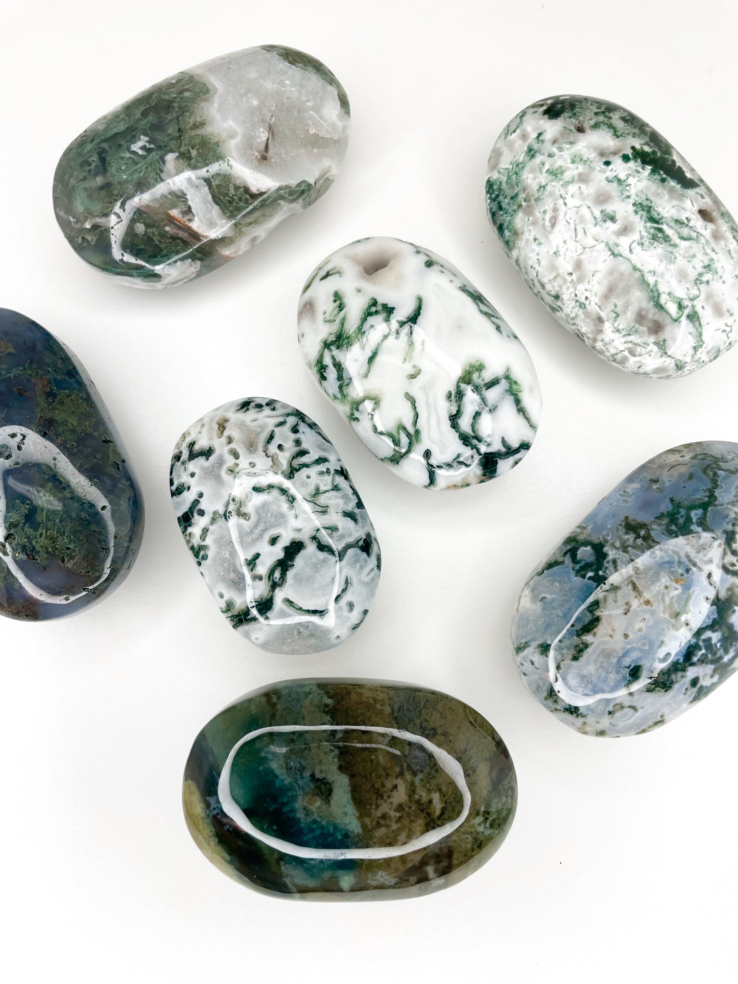 Moss Agate Palm Stones