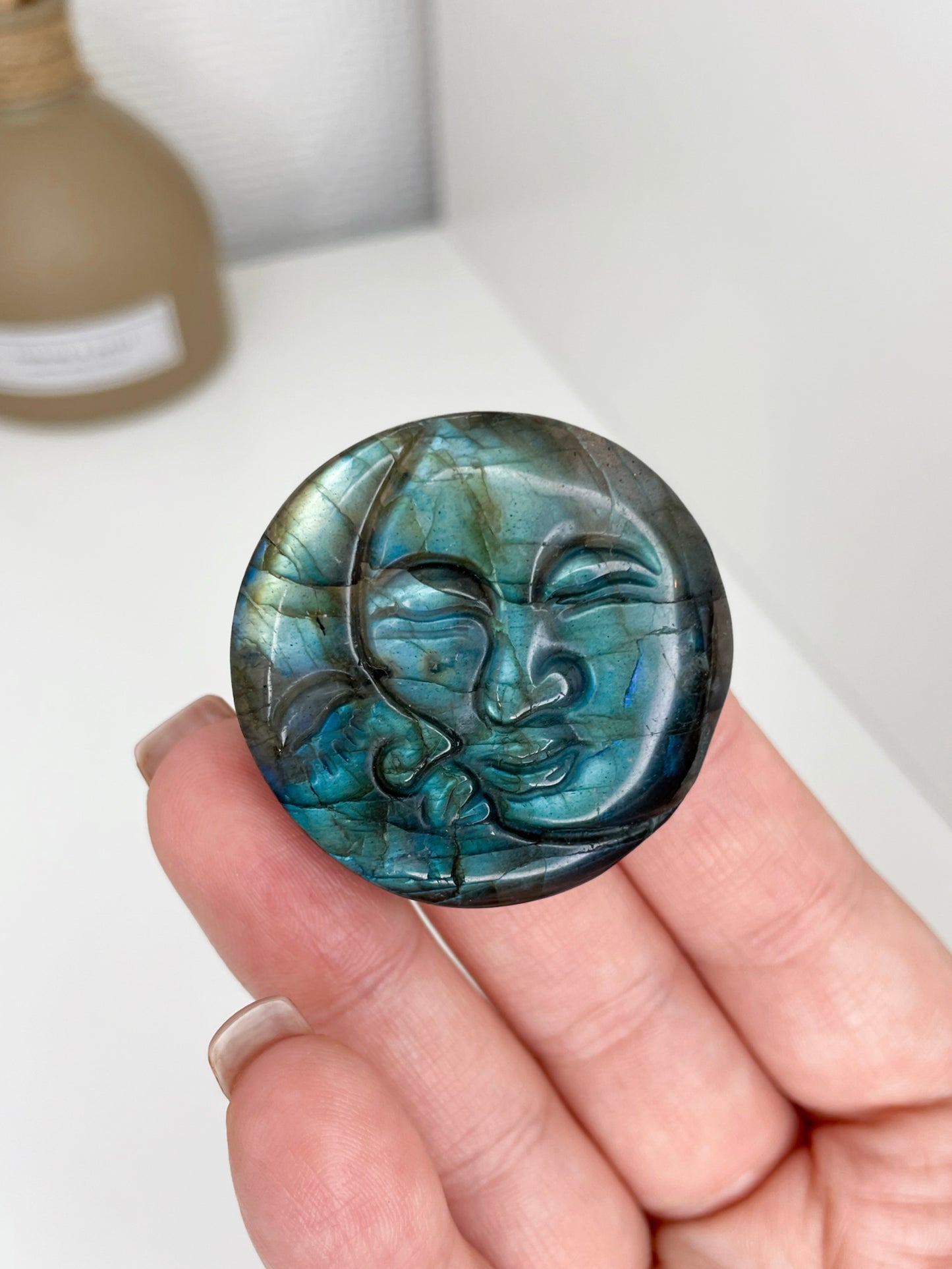 AA Grade Labradorite Moon Carving