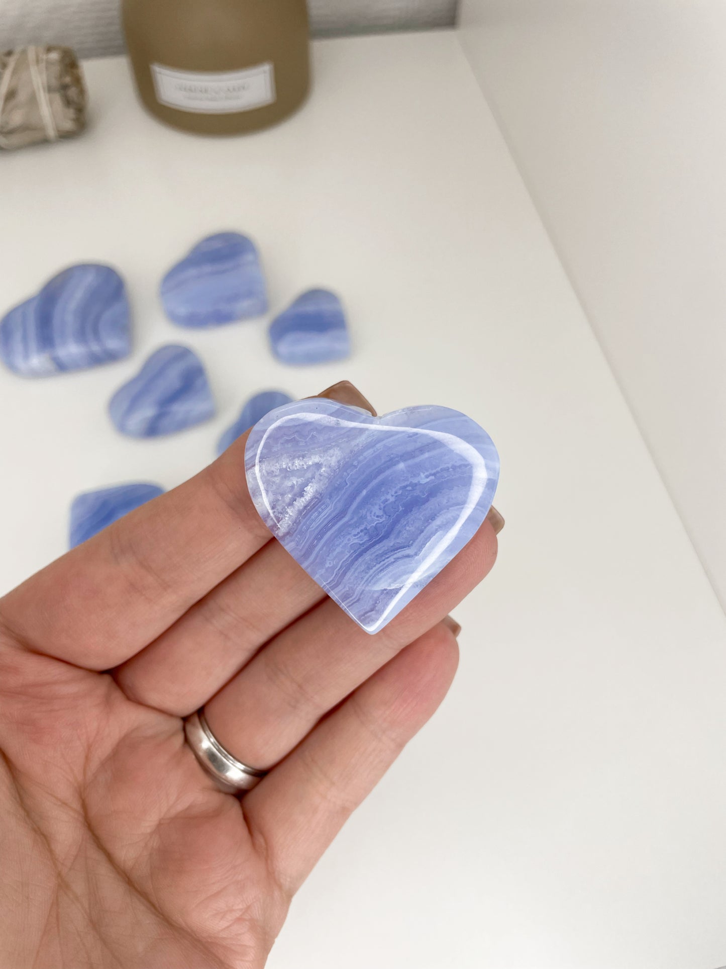 HQ Blue Lace Heart Carvings