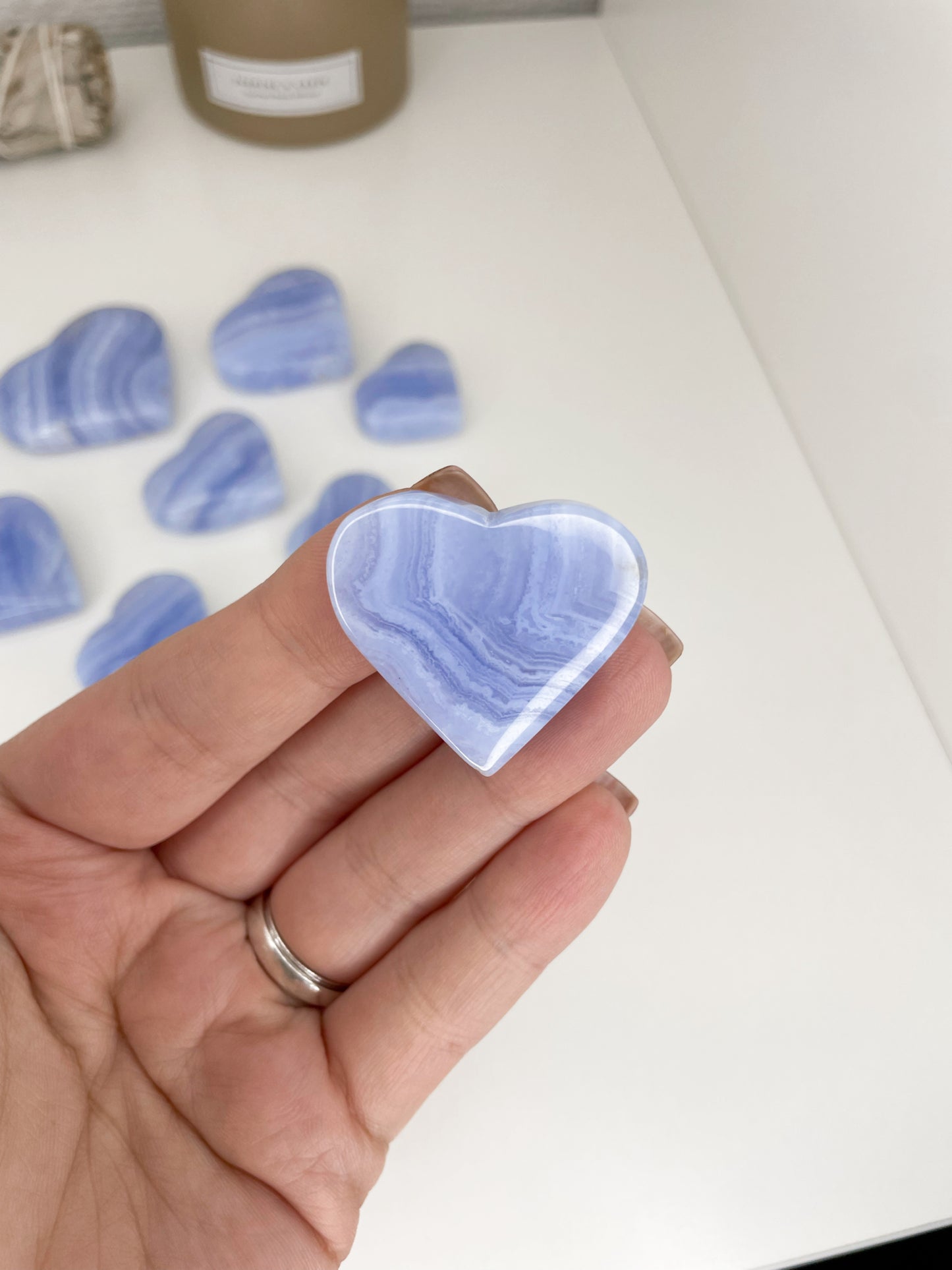 HQ Blue Lace Heart Carvings