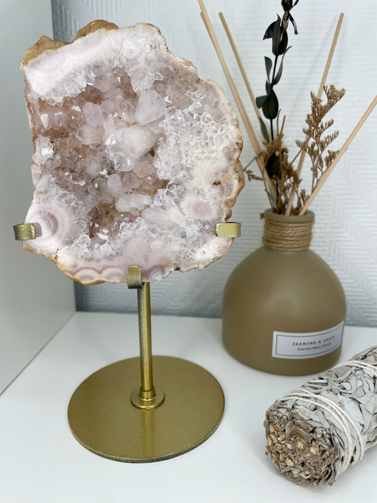 Brazilian Pink Amethyst Statement Piece On Stand