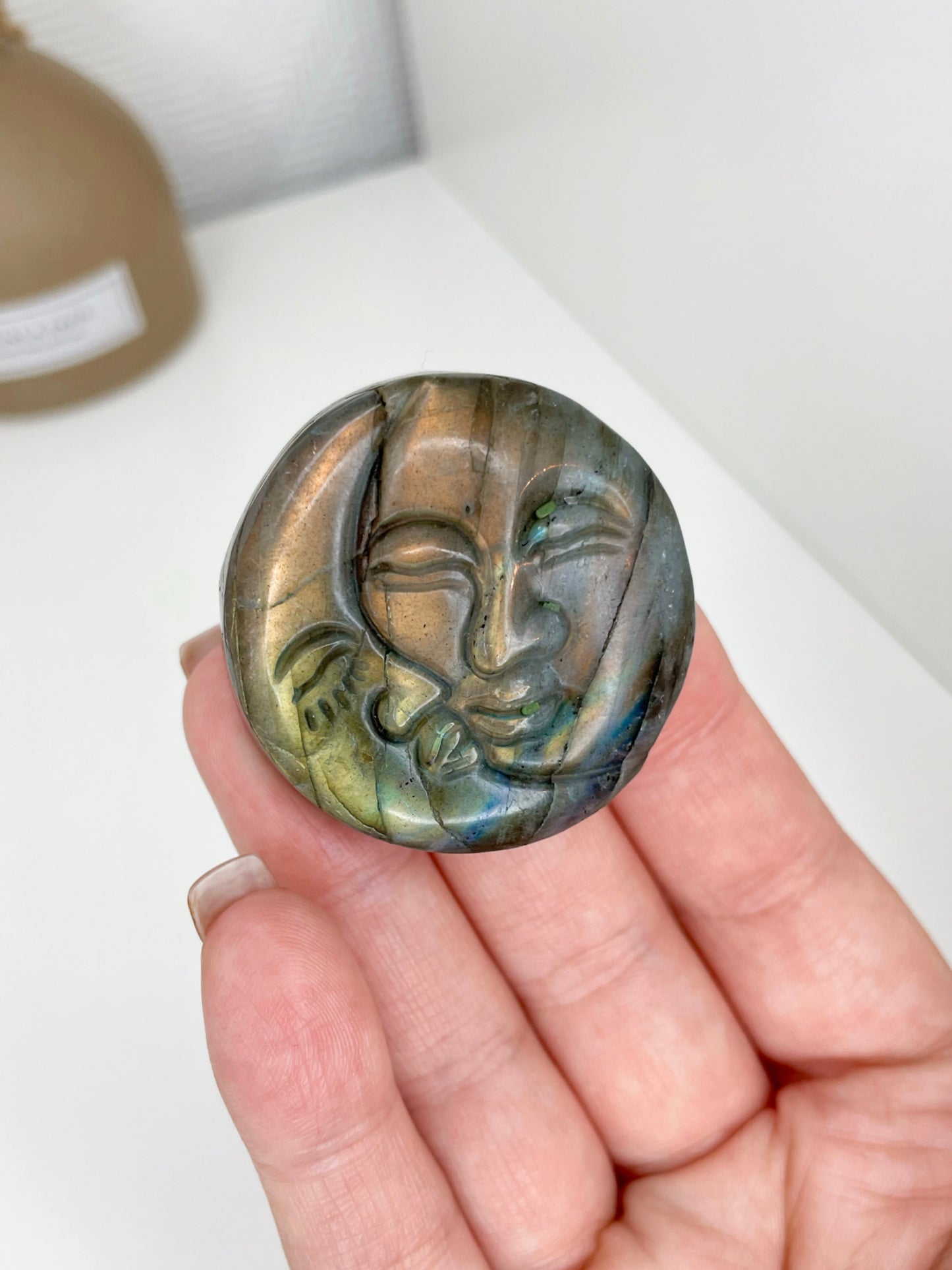 AA Grade Labradorite Moon Carving