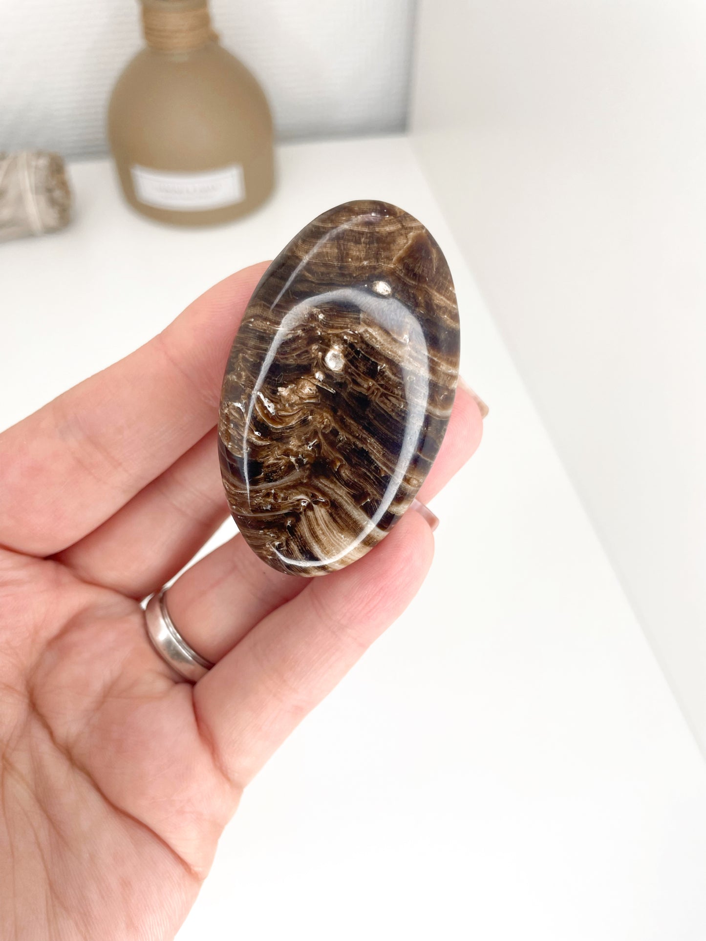 Chocolate Calcite Palm Stones