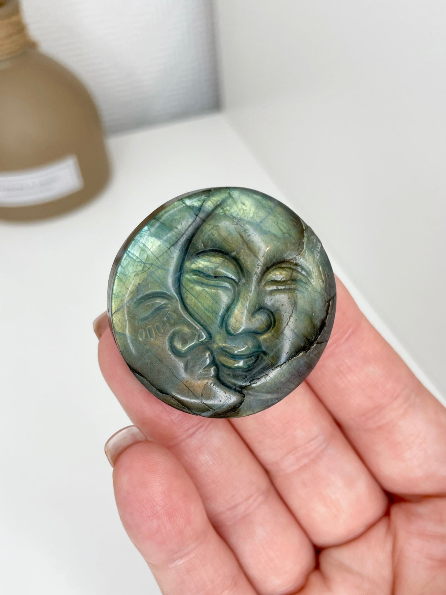 AA Grade Labradorite Moon Carving