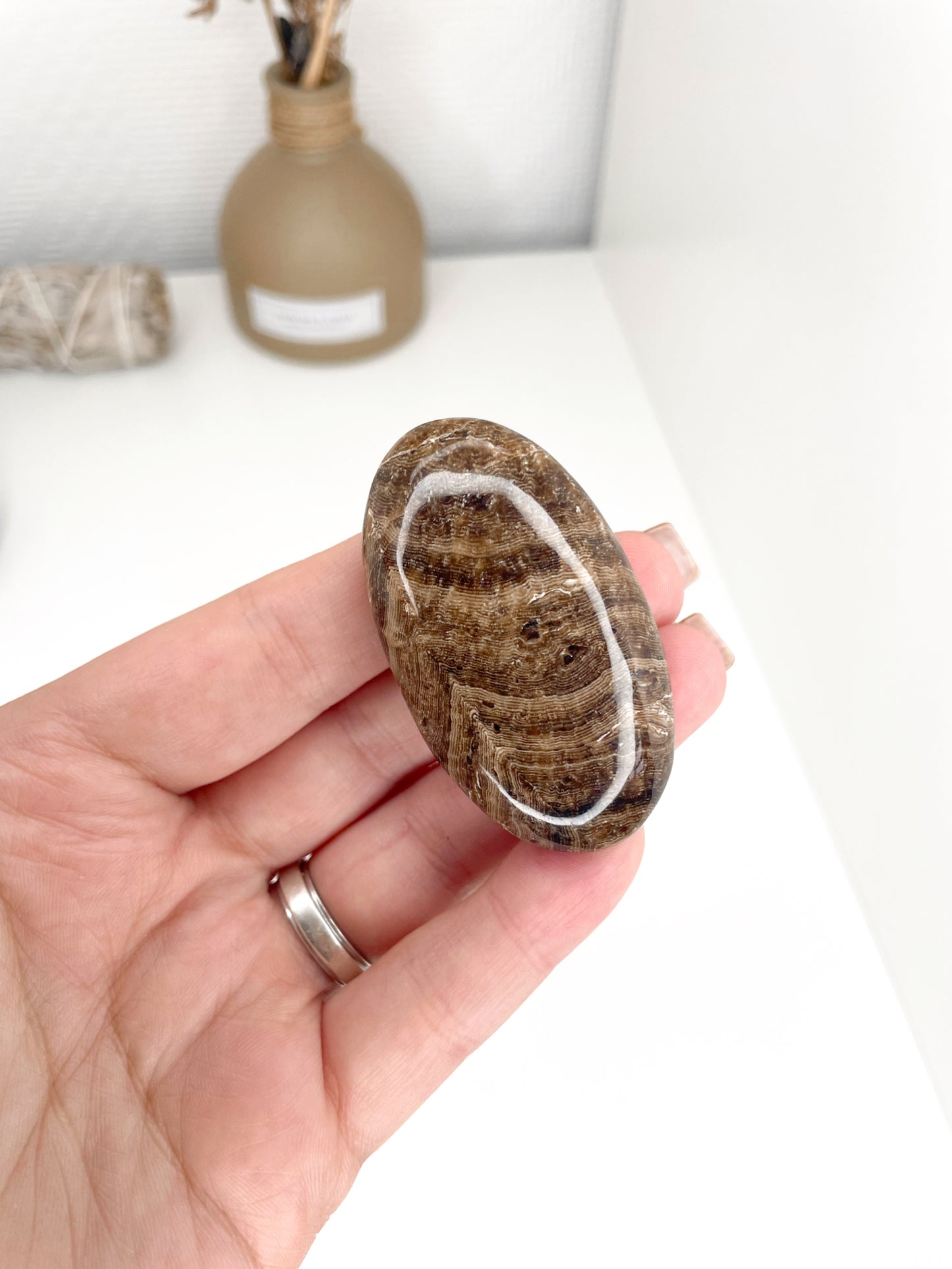 Chocolate Calcite Palm Stones