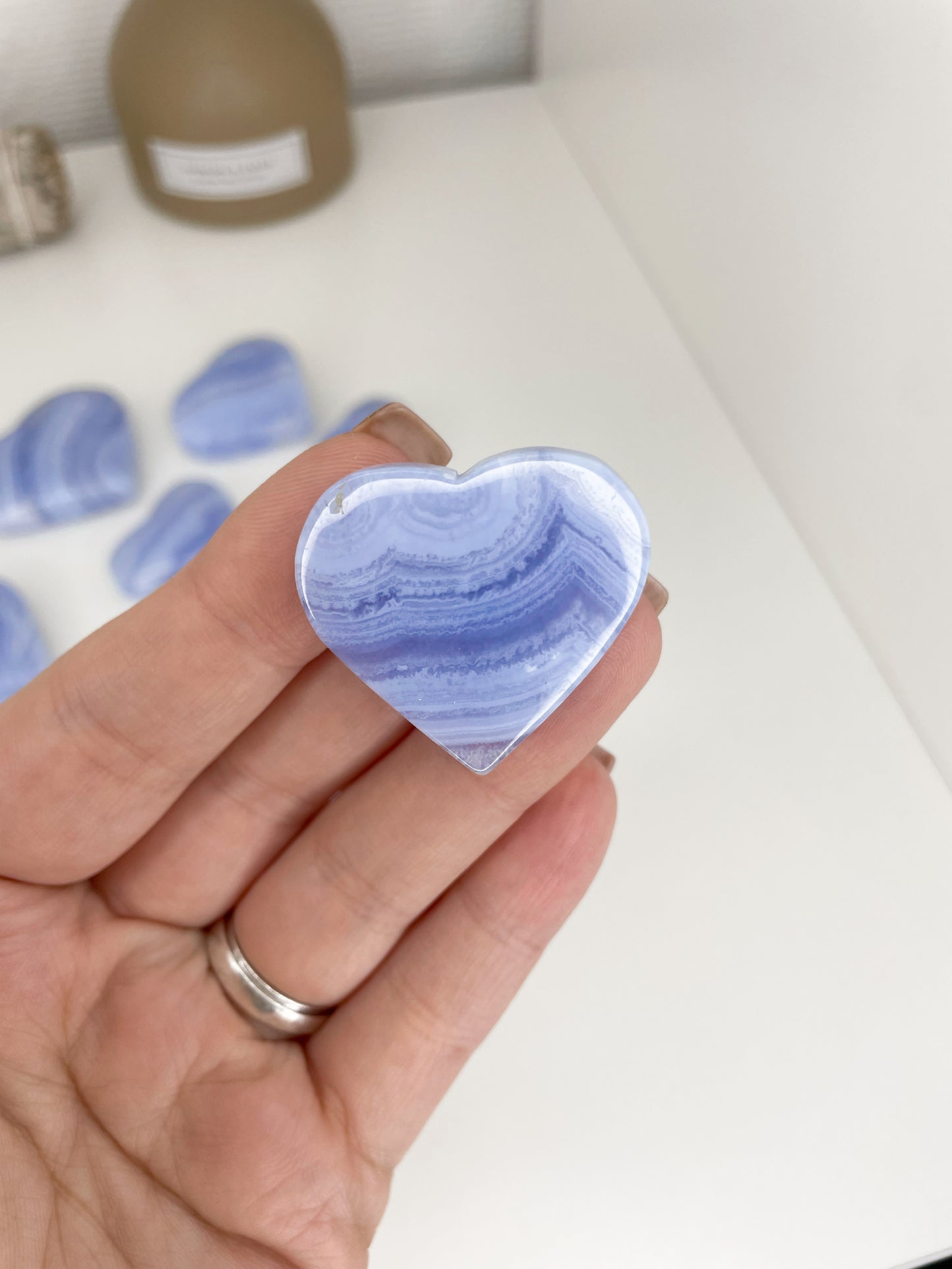 HQ Blue Lace Heart Carvings