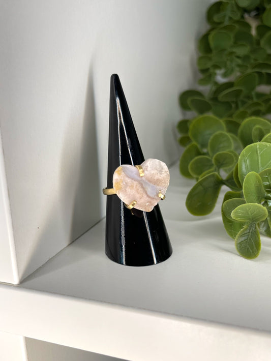 Gold Plated Brazilian Pink Amethyst Adjustable Ring