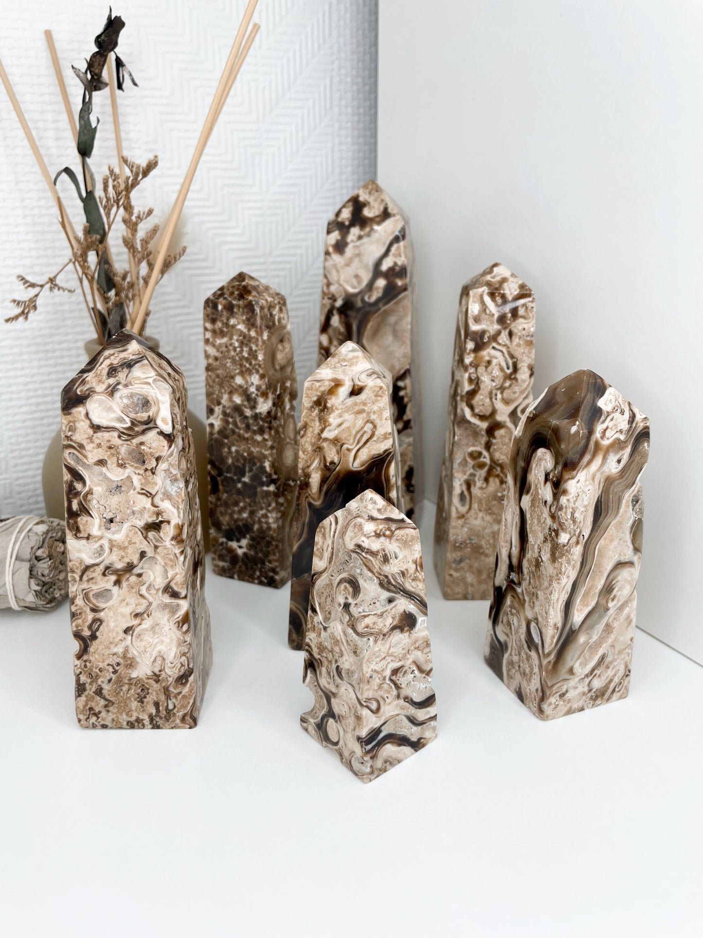 Druzy Chocolate Calcite Towers