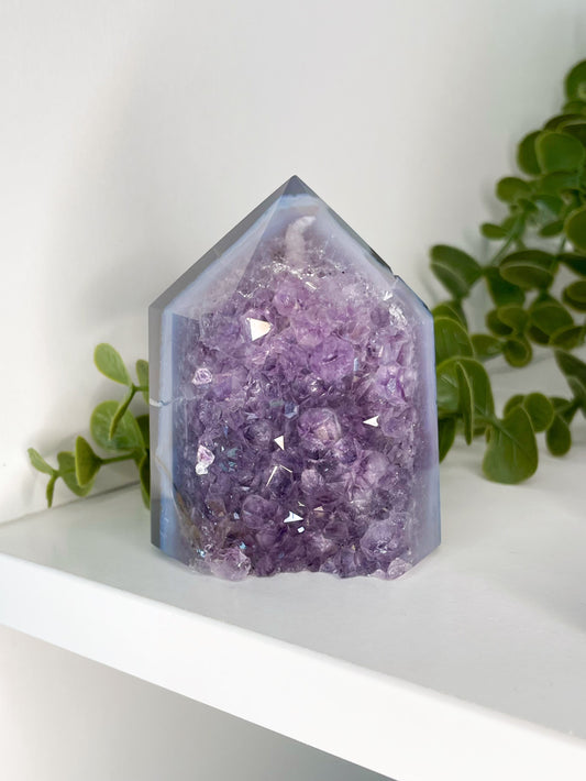 Brazilian Agate Amethyst Tower