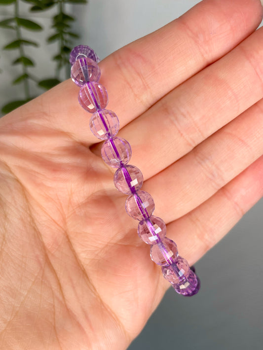 Faceted HQ Amethyst 8mm Bead Bracelet