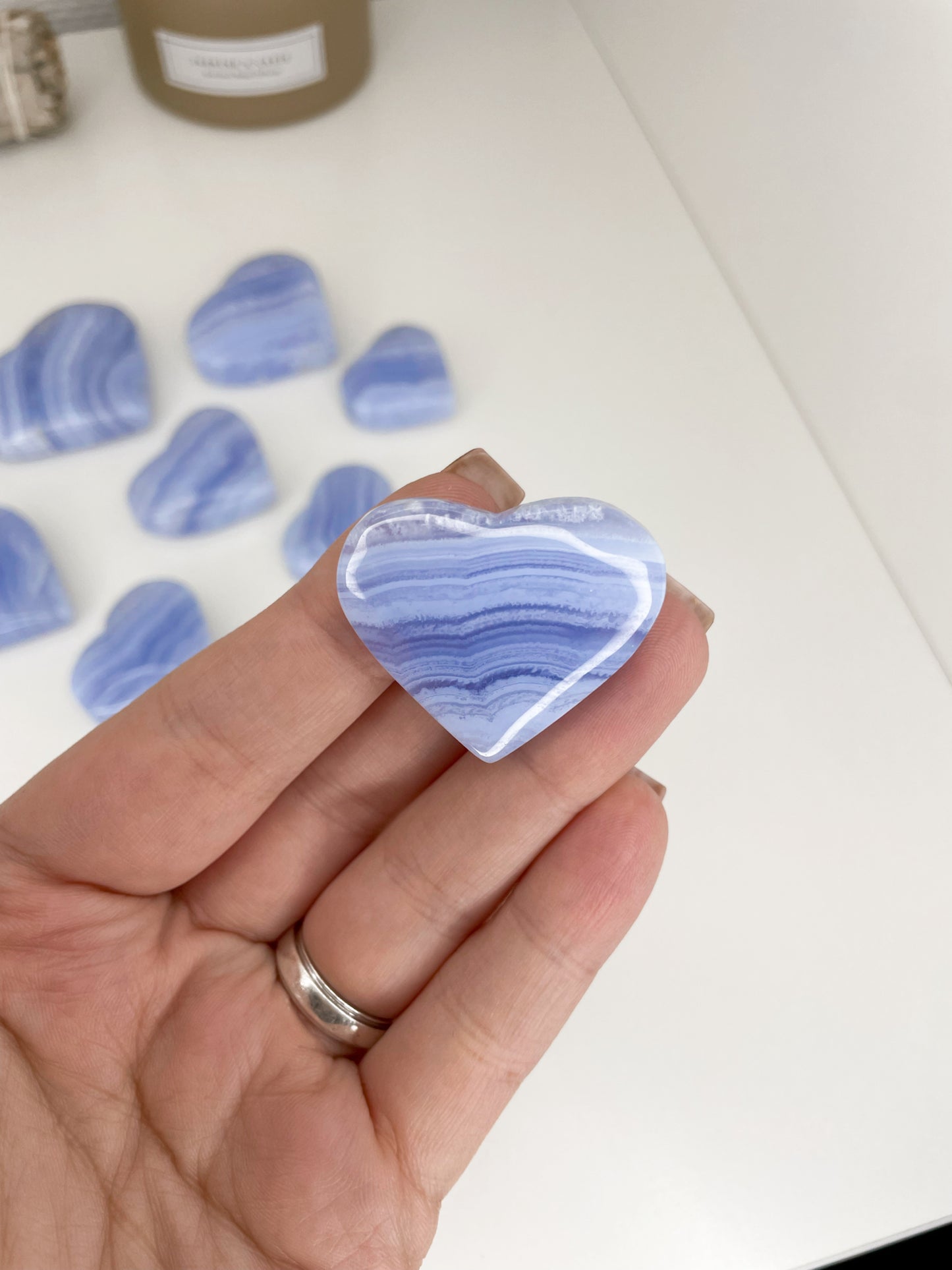 HQ Blue Lace Heart Carvings